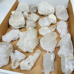 1 FLAT BOX of Natural Crystal Quartz Free Form Clusters - You Choose -