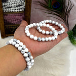 White Howlite Round Bead Bracelets