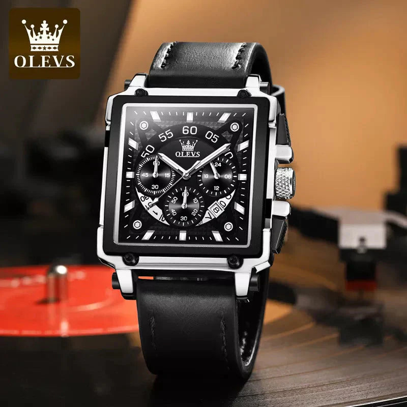 【Olevs】Luminous Luxury Square Business Automatic Mechanical Watch