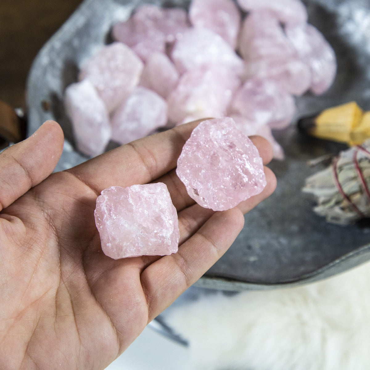 Rose Quartz Rough Stones - 1 lb Bag - Raw Chunks Rough Stone - Pink Stones (TS-171)