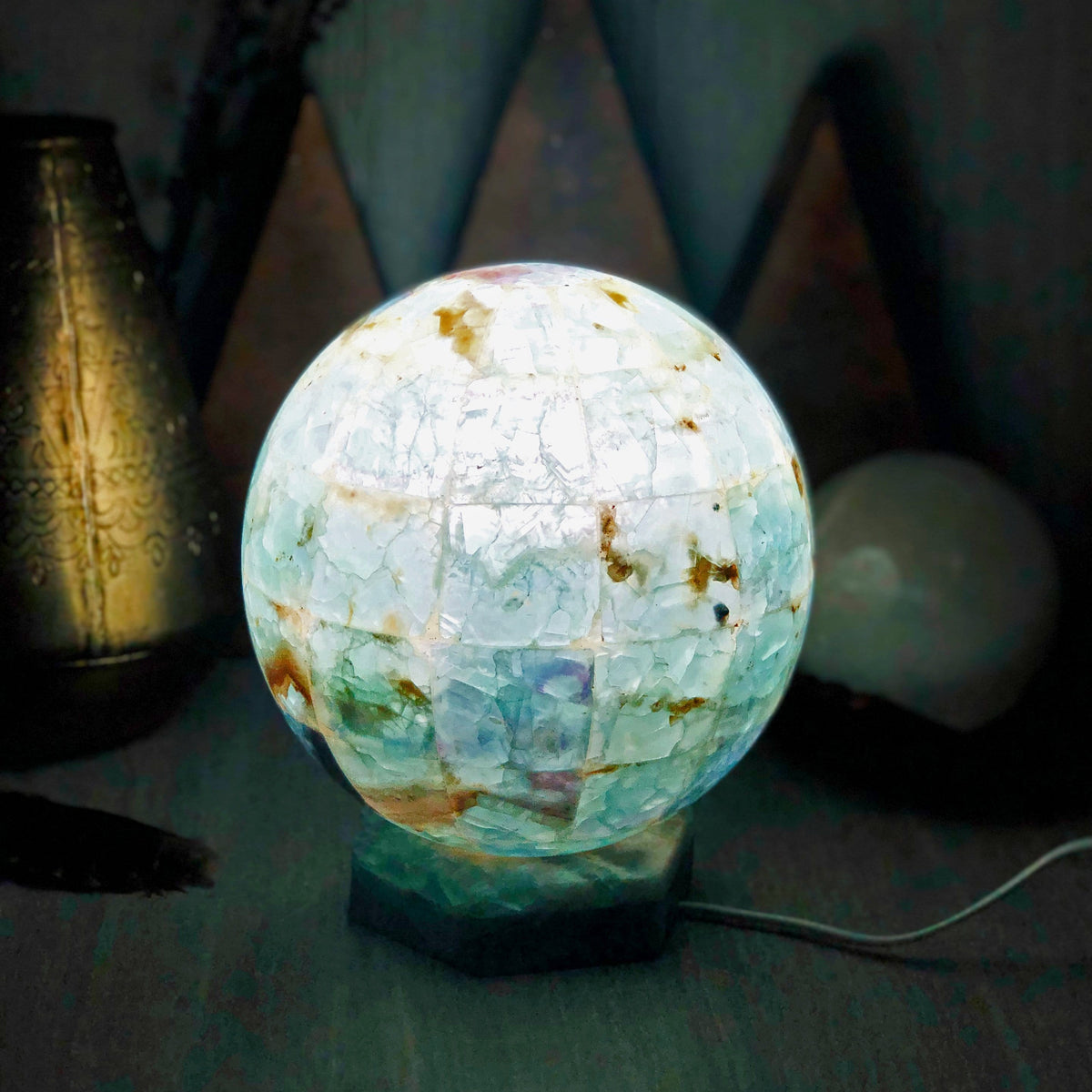 Rainbow Fluorite Sphere Lamps - Small