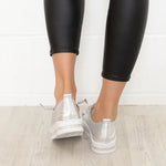 SILVER LEATHER SNEAKERS