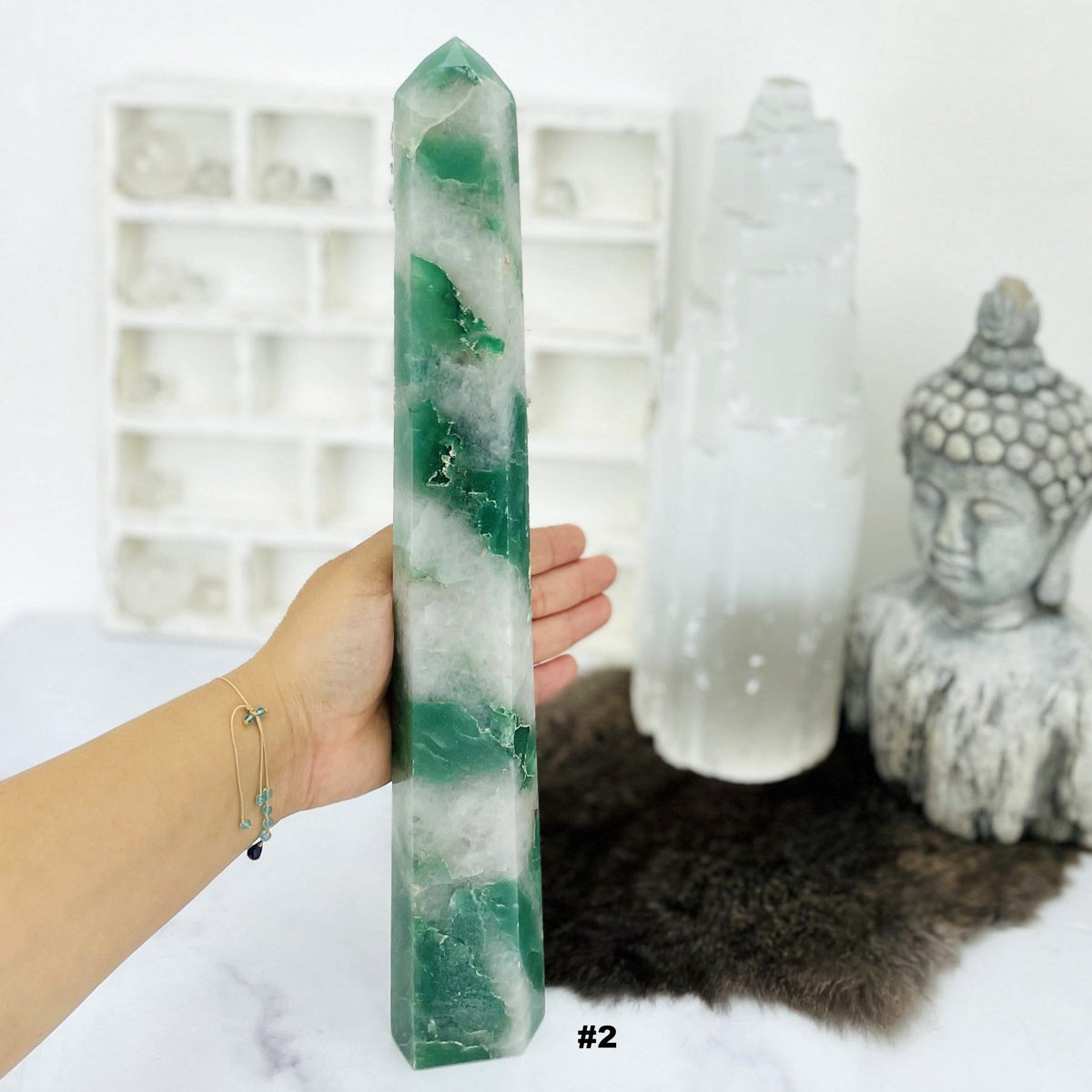 Green and White Quartz Polished Points - YOU CHOOSE - (DOOAK-S7)