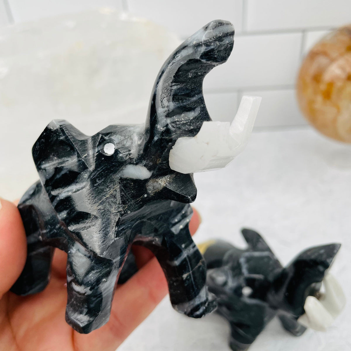 Mexican Black Onyx Elephants - You Get All - AS IS