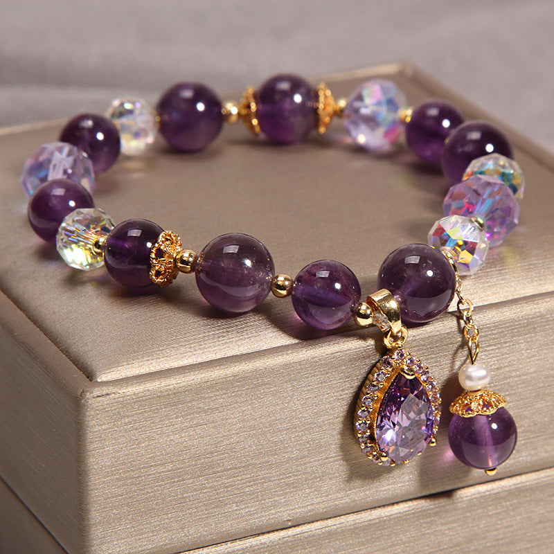 Natural Amethyst Water Drop Bracelet