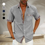 Men's Casual Plaid Collar Button Summer Shirt