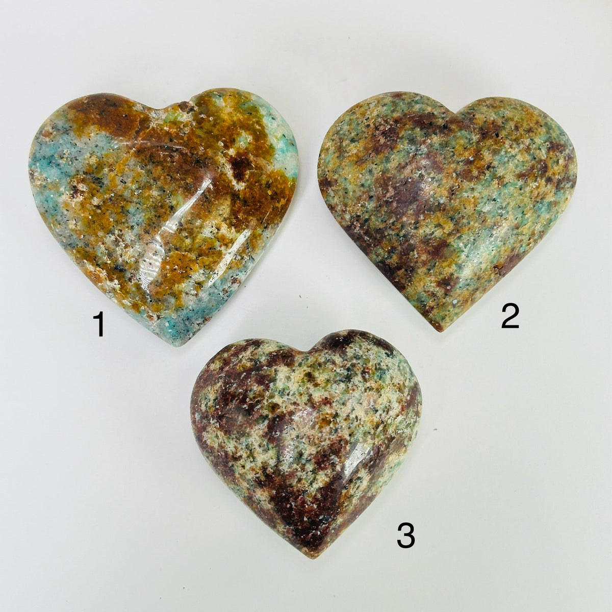 Amazonite Polished Crystal Heart YOU CHOOSE #3