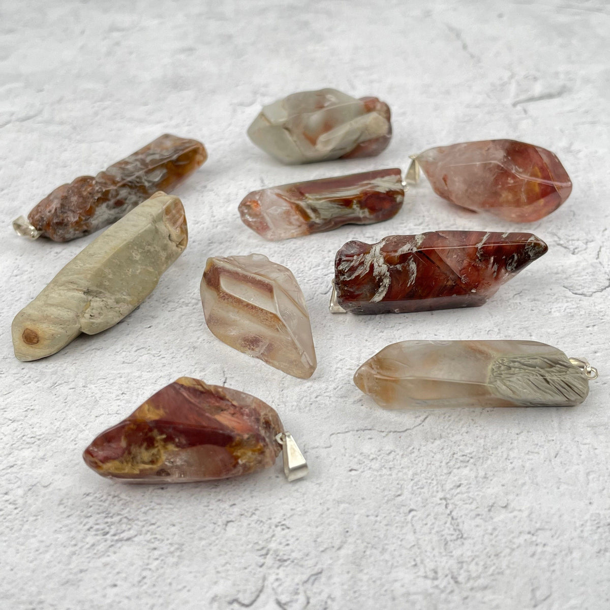 Amphibole Quartz Tumbled Gemstone Pendants with Silver Plated Bail