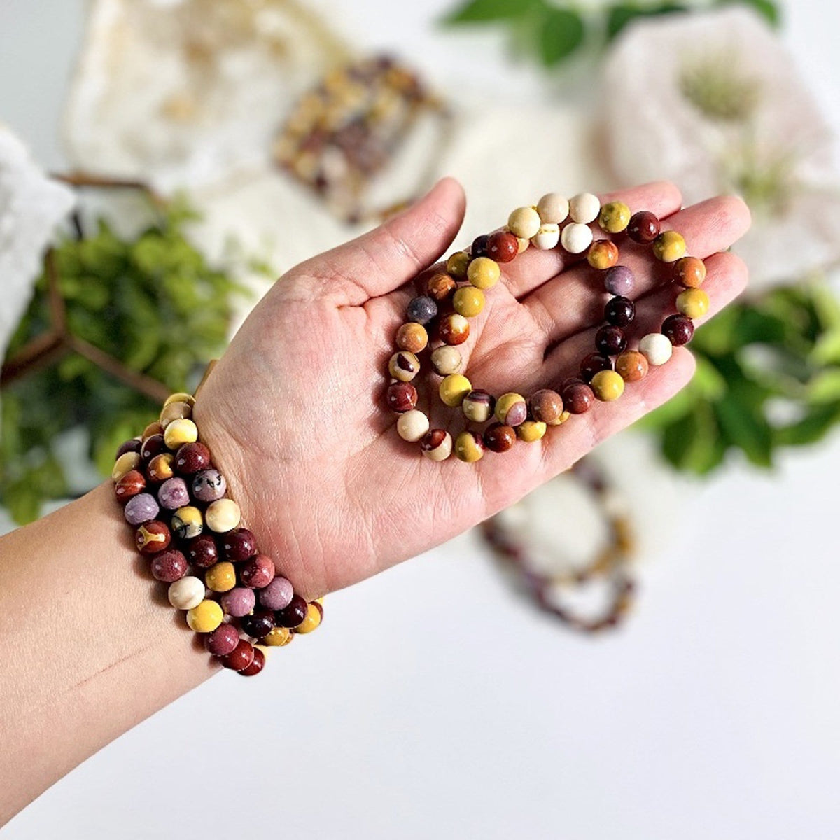 Mookaite Round Bead Bracelets