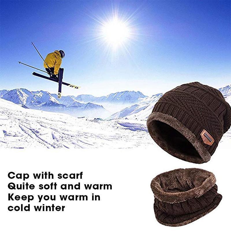 Warm Beanie Cap With Scarf