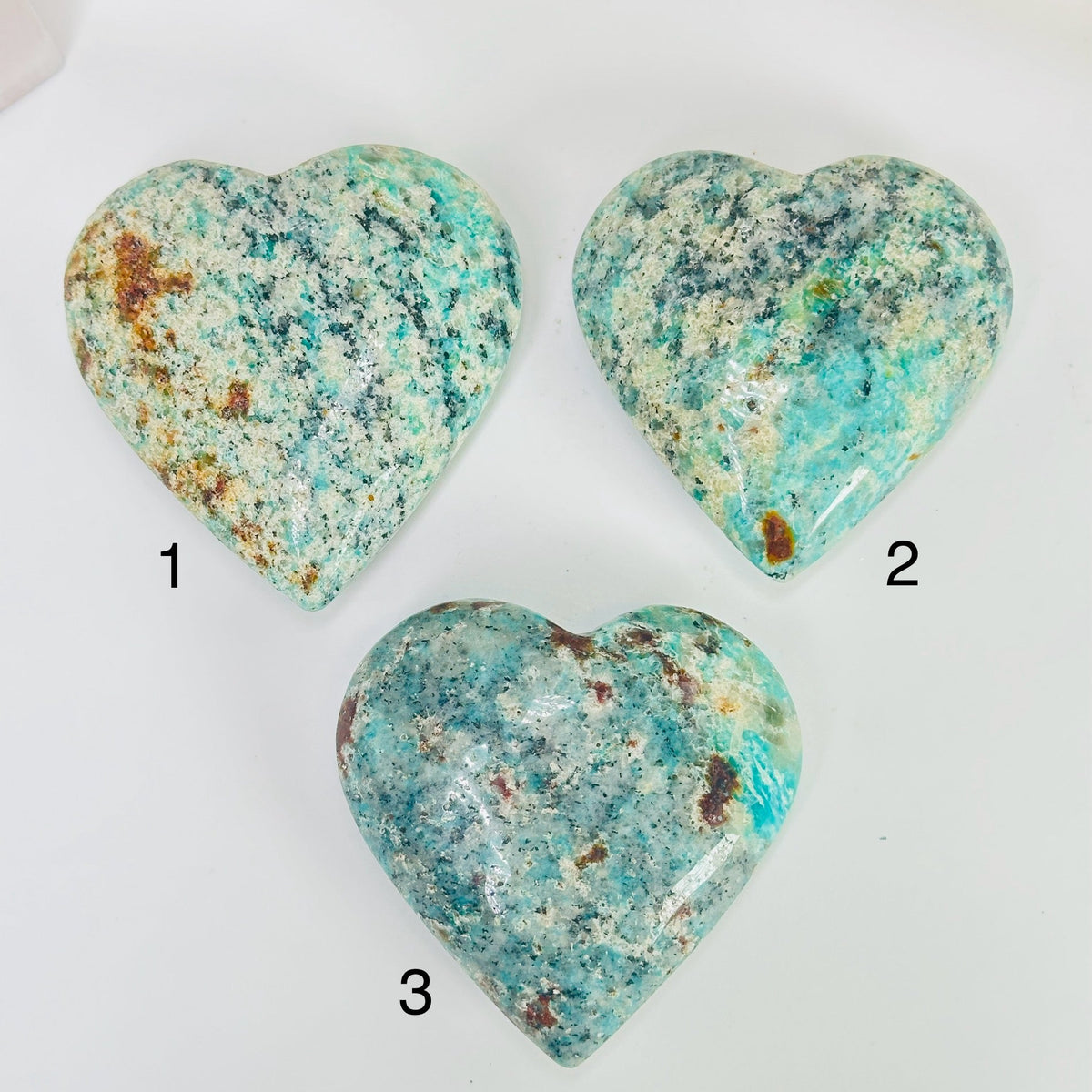 Amazonite Polished Crystal Heart YOU CHOOSE #2