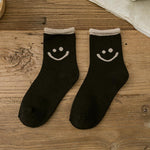 Lovely Smile Face Cotton Socks, 5 pairs