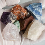 7 Raw Chakra Stones - Tied & Tagged in an Organza Bag