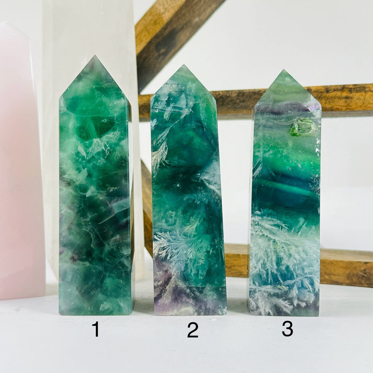 Feather Fluorite Crystal Polished Obelisk Tower AS IS YOU CHOOSE