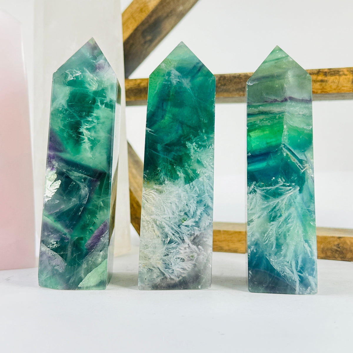 Feather Fluorite Crystal Polished Obelisk Tower AS IS YOU CHOOSE