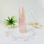 Angel Aura Rose Quartz Obelisk Polished Point Crystal