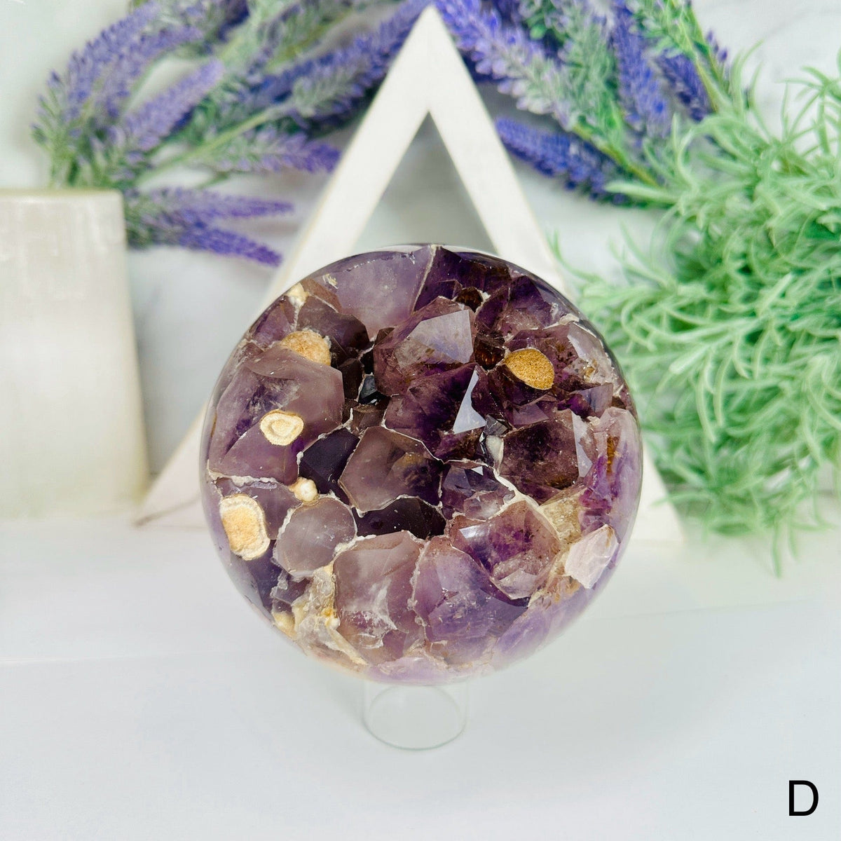 Amethyst Agate Crystal Sphere with Calcite - You Choose