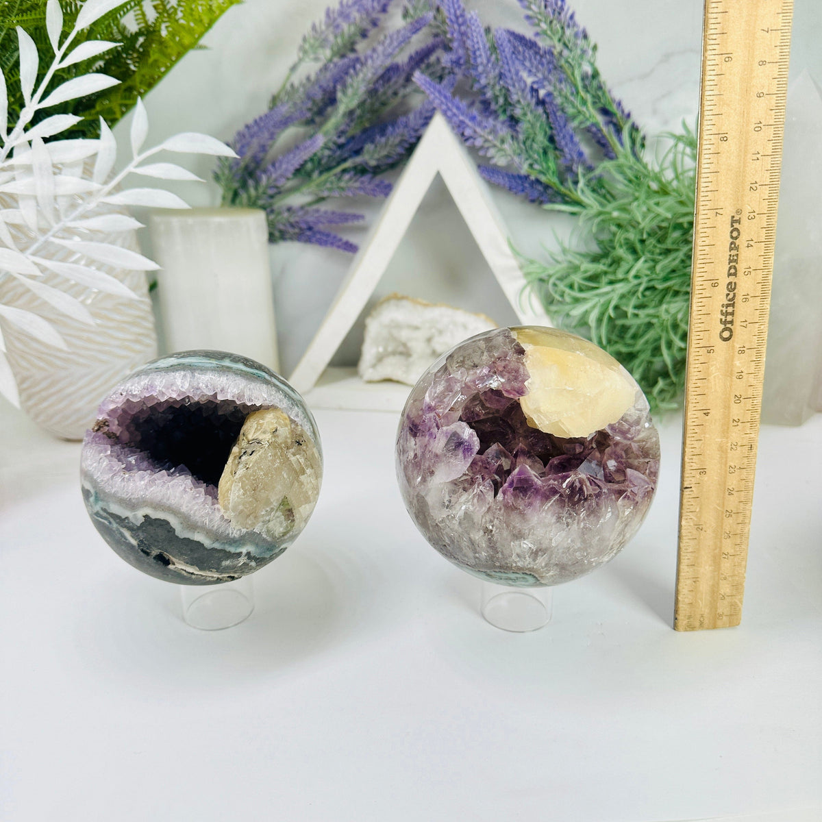 Amethyst Agate Crystal Sphere with Calcite - You Choose