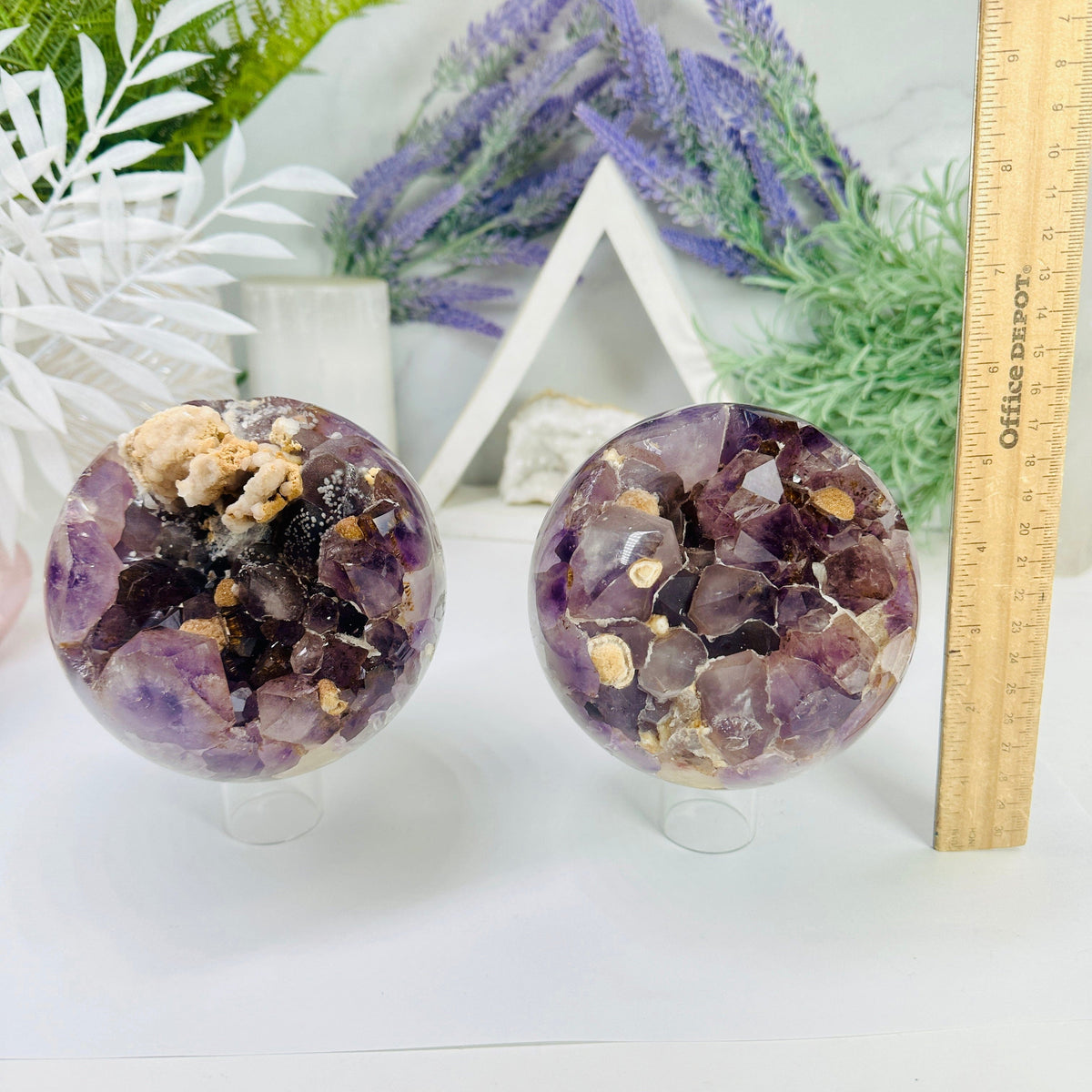 Amethyst Agate Crystal Sphere with Calcite - You Choose