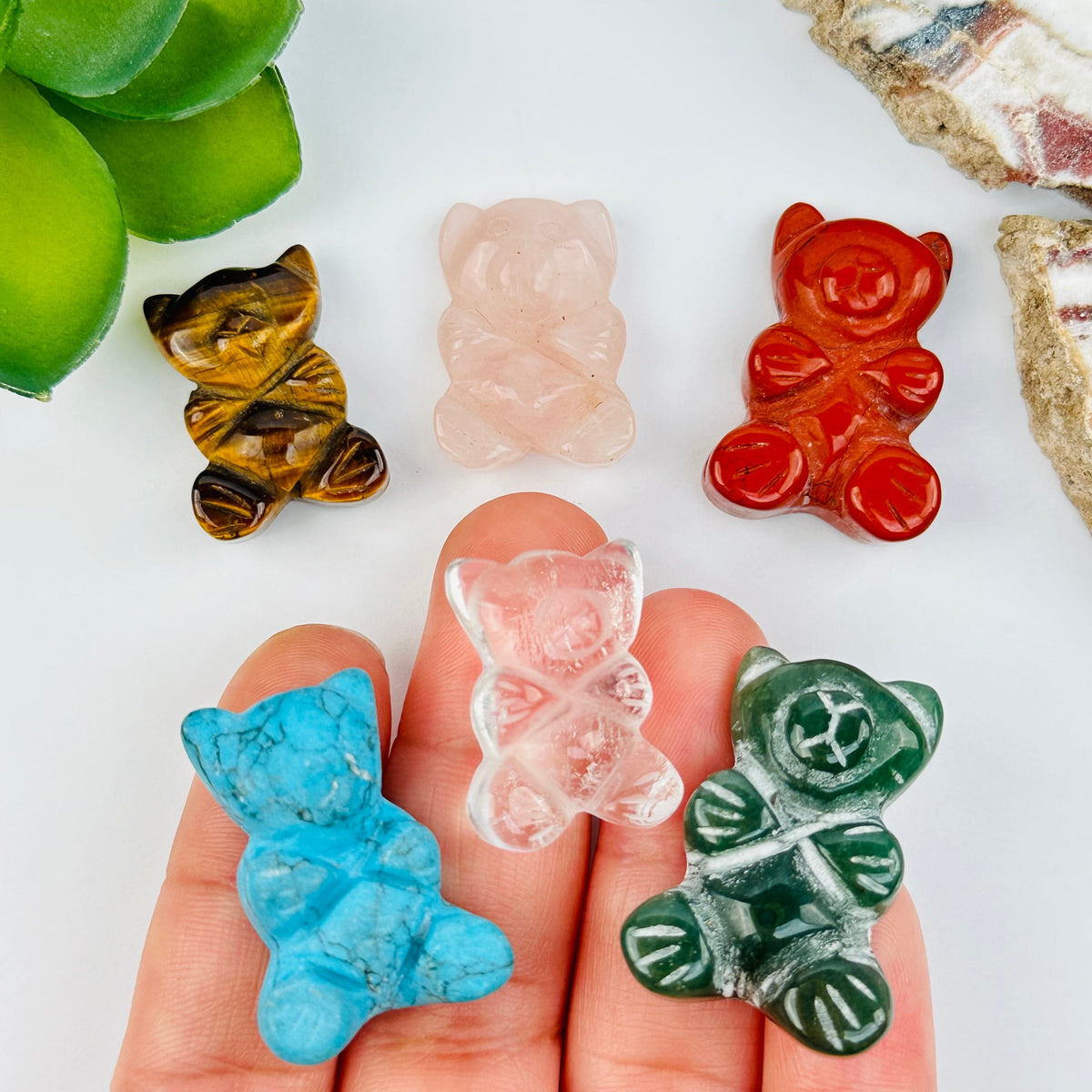 Gemstone Crystal Bear Cabochon - You Select Gemstone -