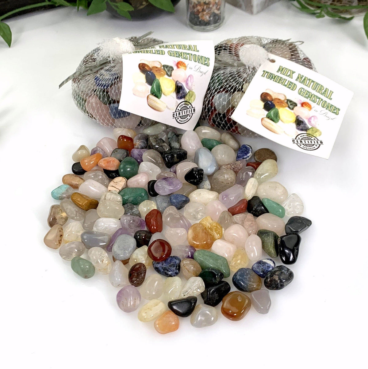 2/3 LB Mixed Natural Tumbled Gemstones - (TS-309)