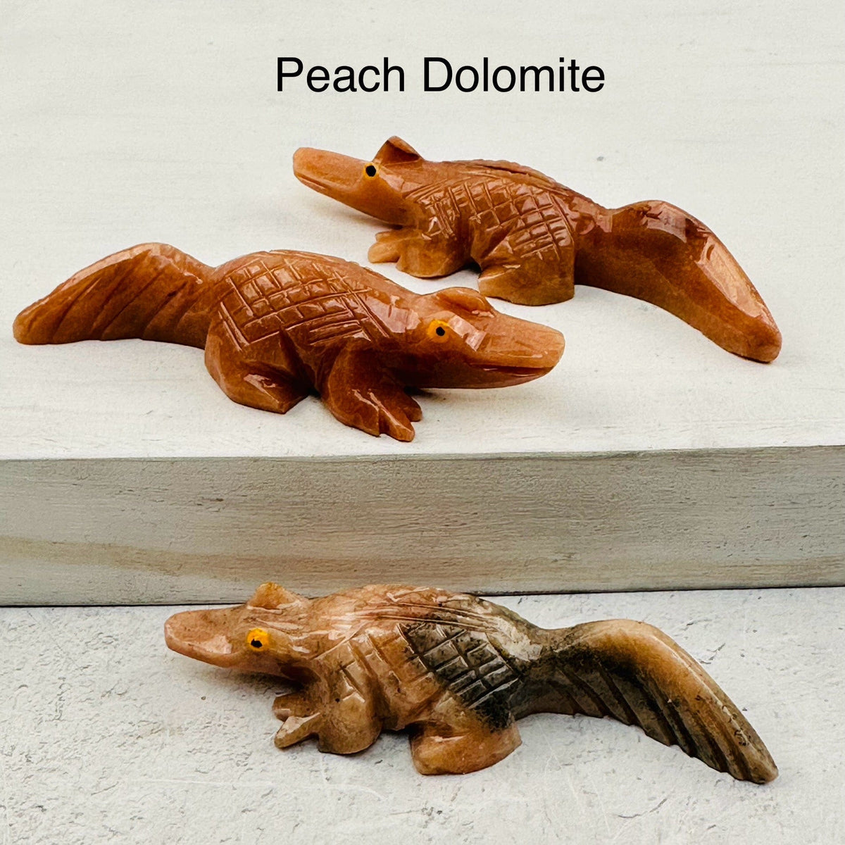 Dolomite Carved Crystal Alligator - You Select the Color -