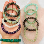 Gemstone Crystal Stretch Bracelets - 6mm-8mm - Faceted Cube High Quality