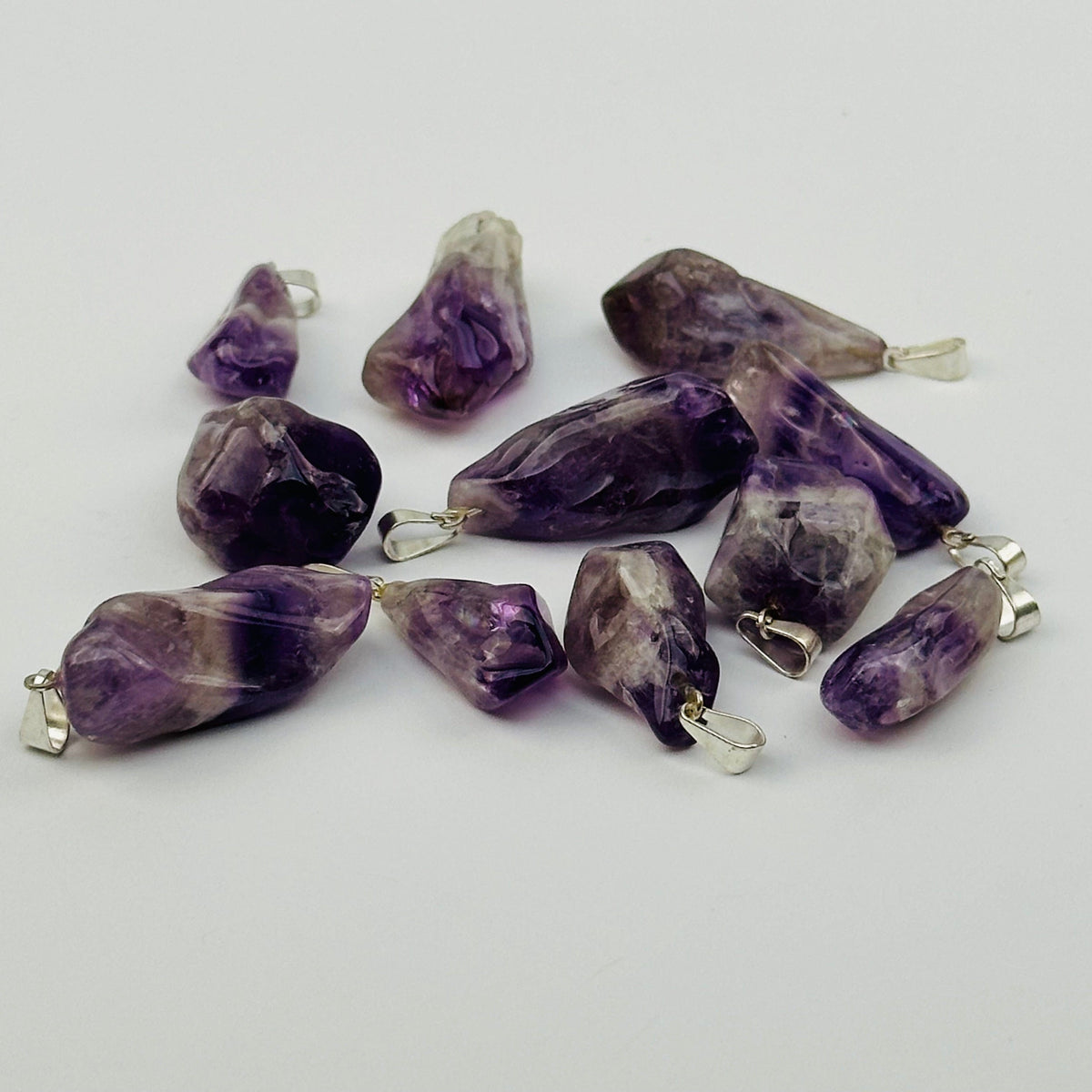 Tumbled Gemstone Crystal Pendants - Citrine or Chevron Amethyst -