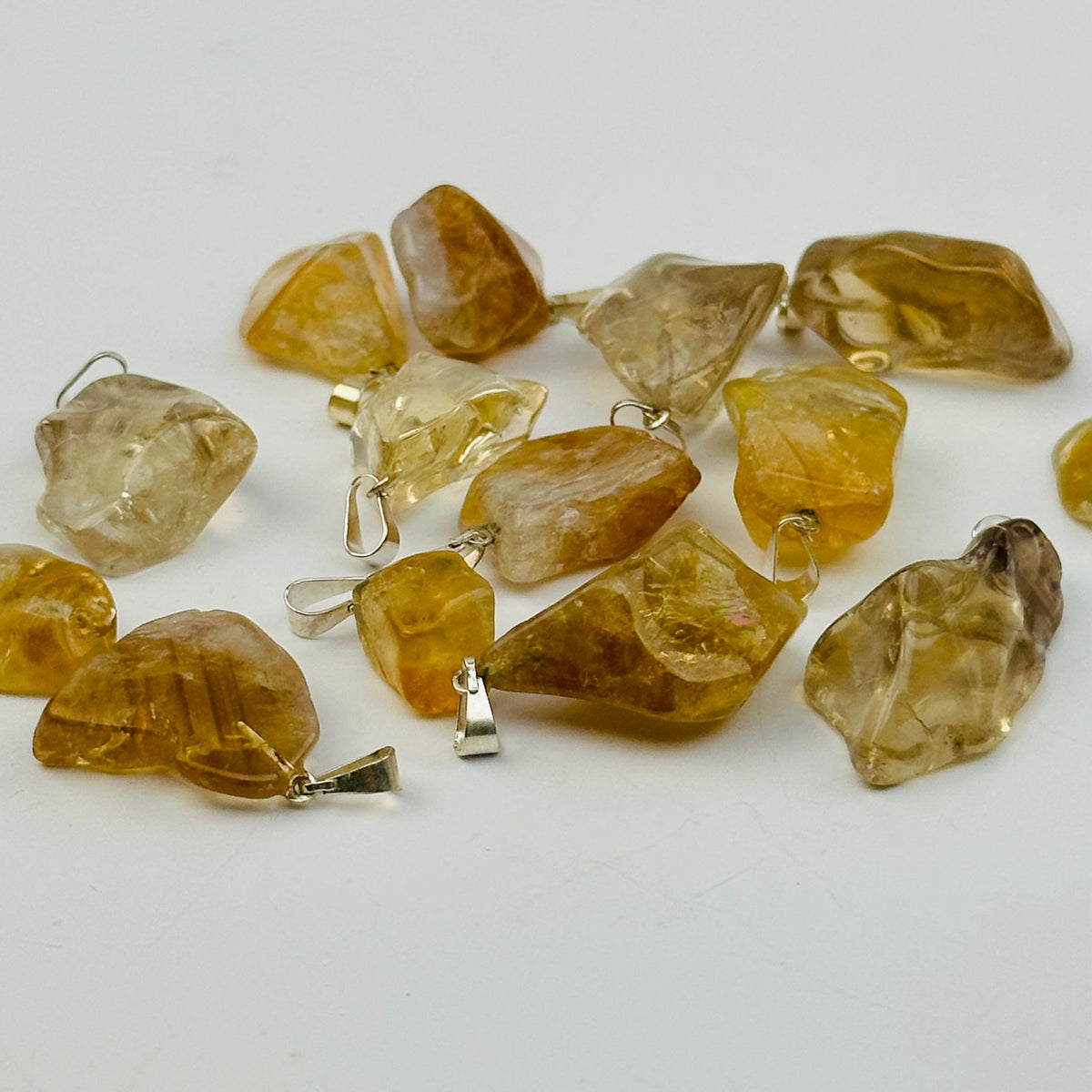 Tumbled Gemstone Crystal Pendants - Citrine or Chevron Amethyst -