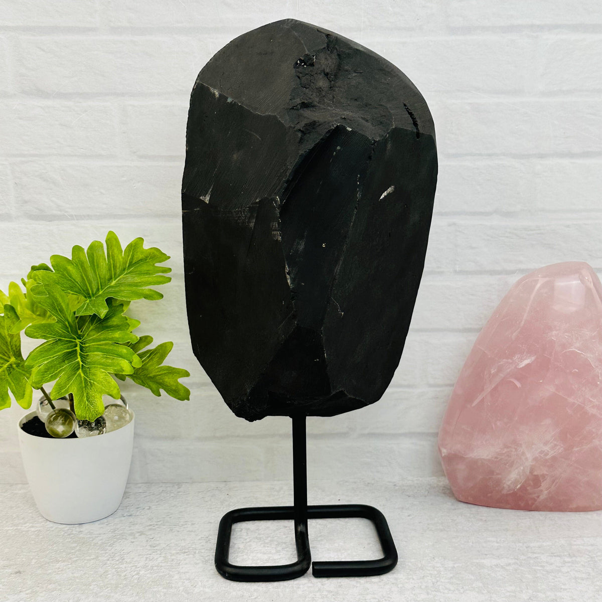 Black Amethyst Crystal Cluster on Metal Stand - OOAK -