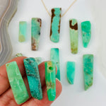 10pc Chrysoprase Semi-Polished Long Beads - Top Side Drilled