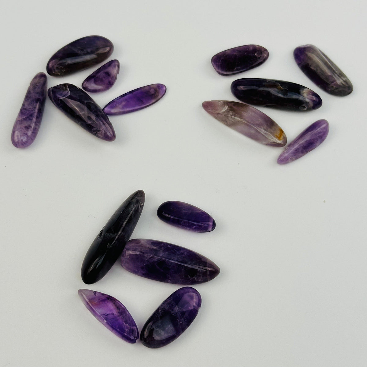 Amethyst Bead Polished Oval - Top Side Drilled - 5pcs -