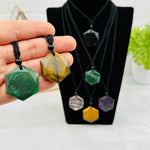 Crystal Gemstone Hexagon Healing Stone Necklace