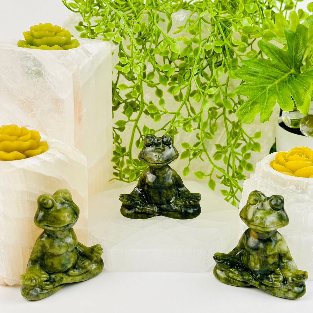 Green Jadeite Meditating Frog - Carved Crystal