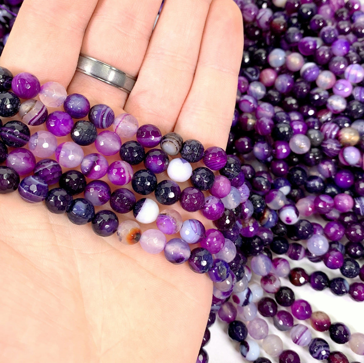 Agate Faceted Bead Strand