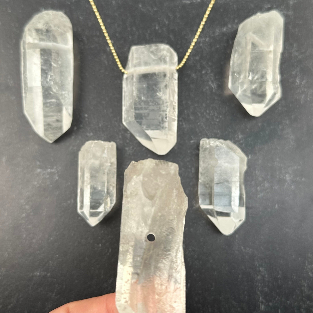 Crystal Quartz Point Rough Jumbo Size - Drilled