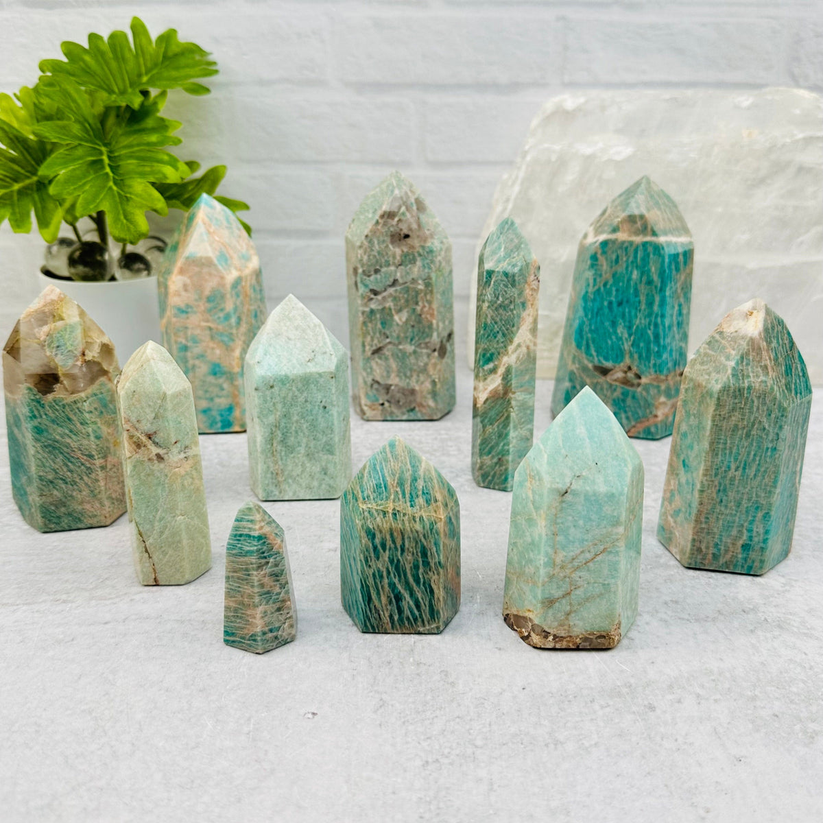 Amazonite Crystal Polished Tower Obelisk Point - By Weight