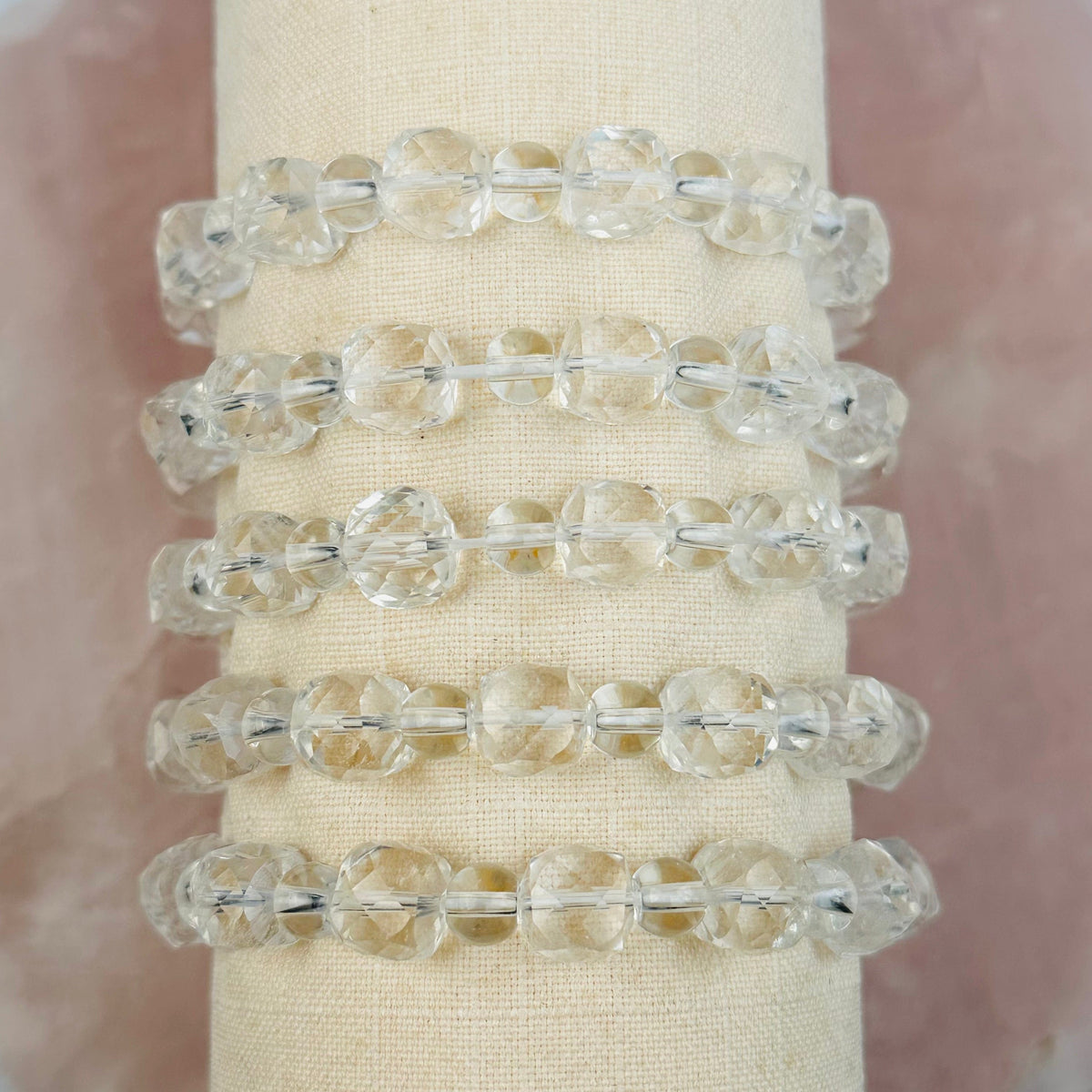 Crystal Quartz Faceted Bead Bracelet - Crystal Jewelry -