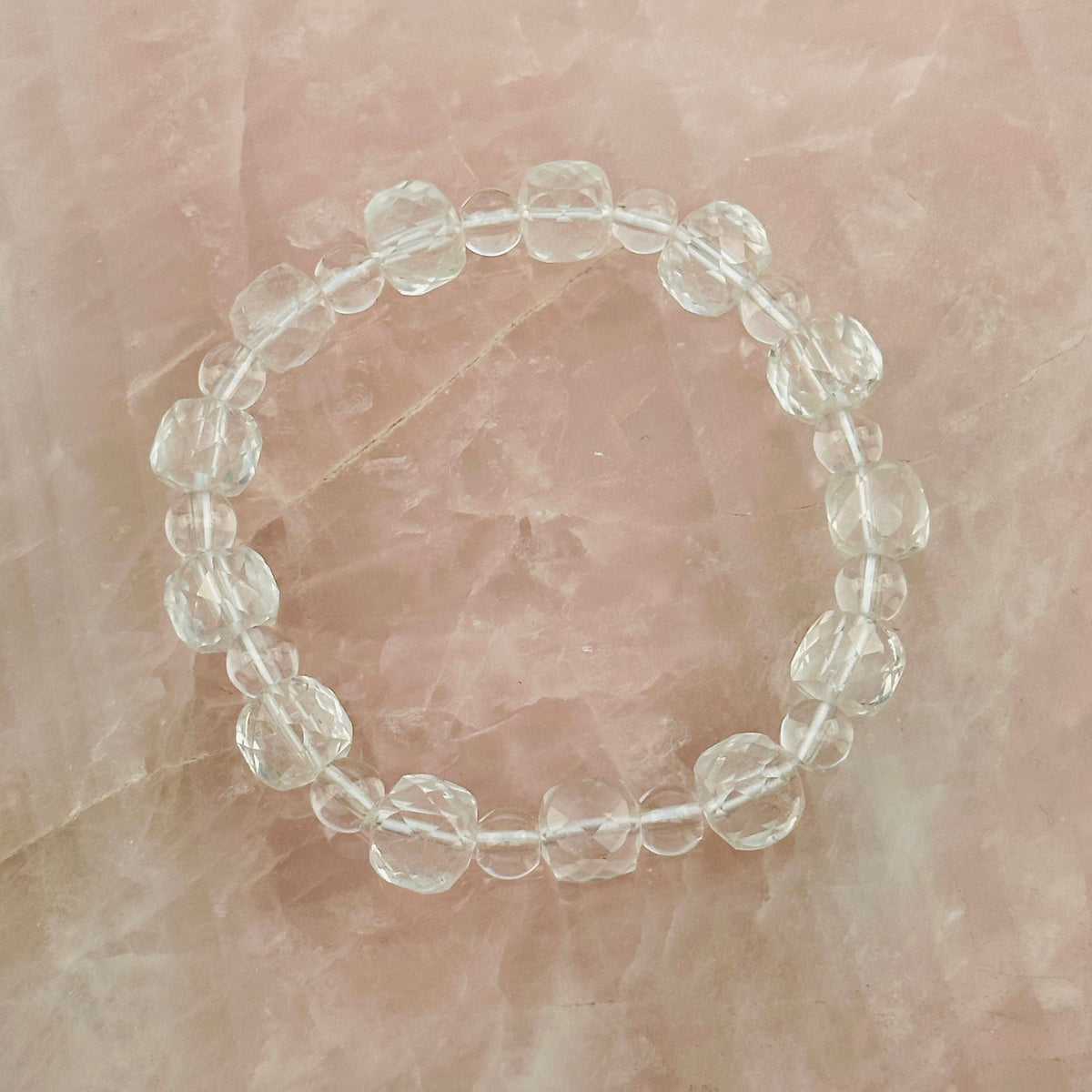 Crystal Quartz Faceted Bead Bracelet - Crystal Jewelry -