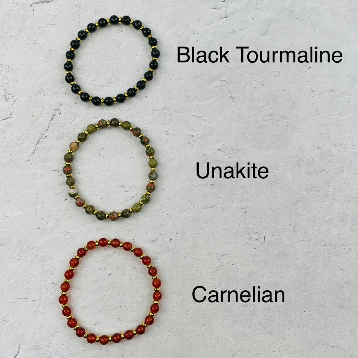 Gemstone Bracelets with Gold Spacers - 6mm