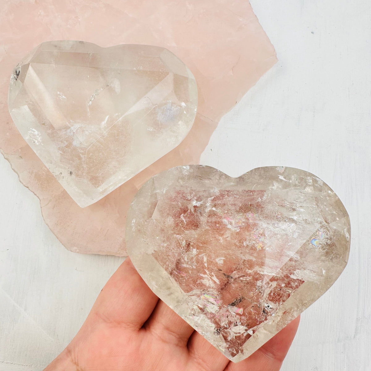 Faceted Light Smoky Quartz Heart - Crystal Heart - You Choose -