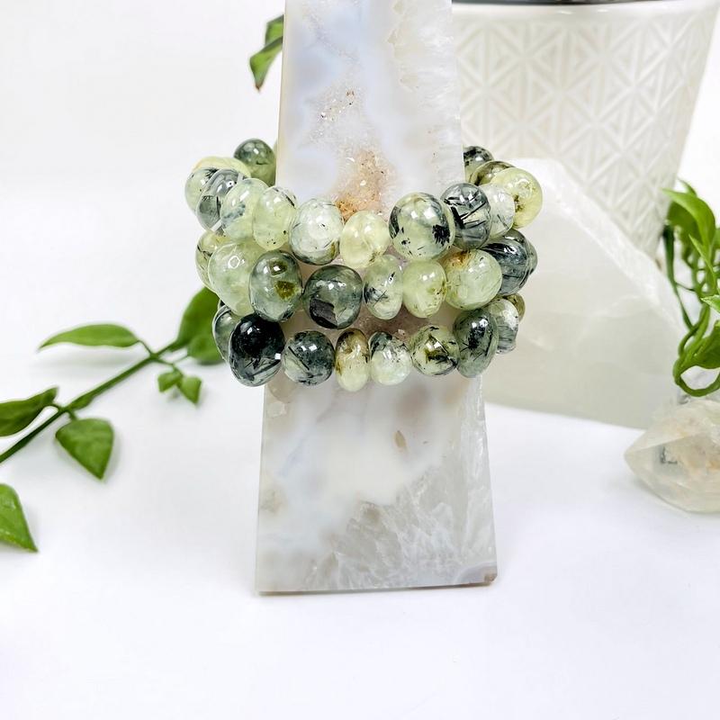 Prehnite Mixed-sized Bead Bracelets