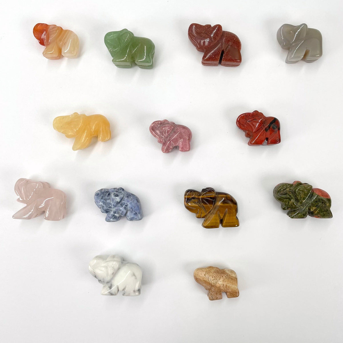 Gemstone Elephants - Not Drilled - You Choose Your Stone