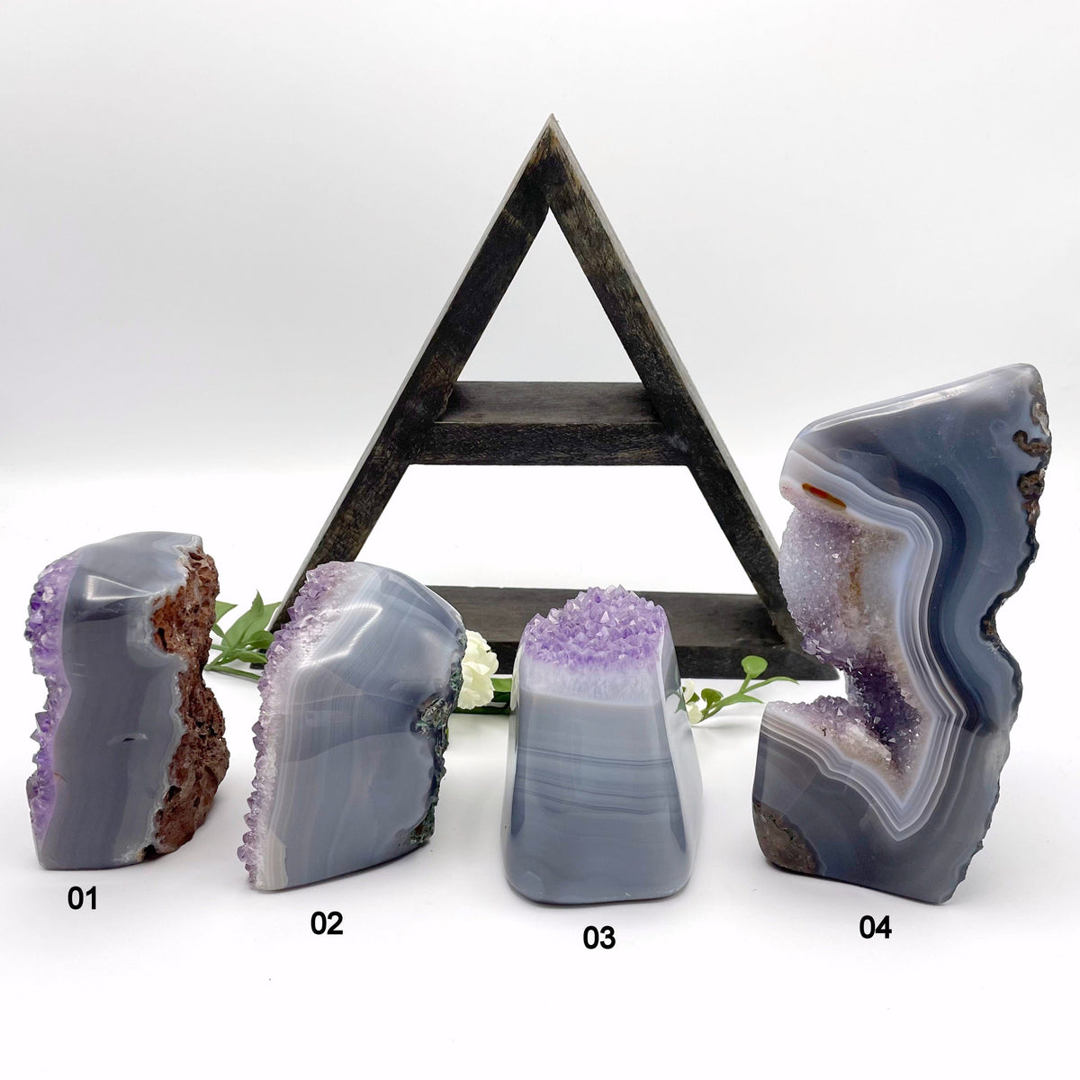 Agate Cut Base with Amethyst Druzy - You Choose