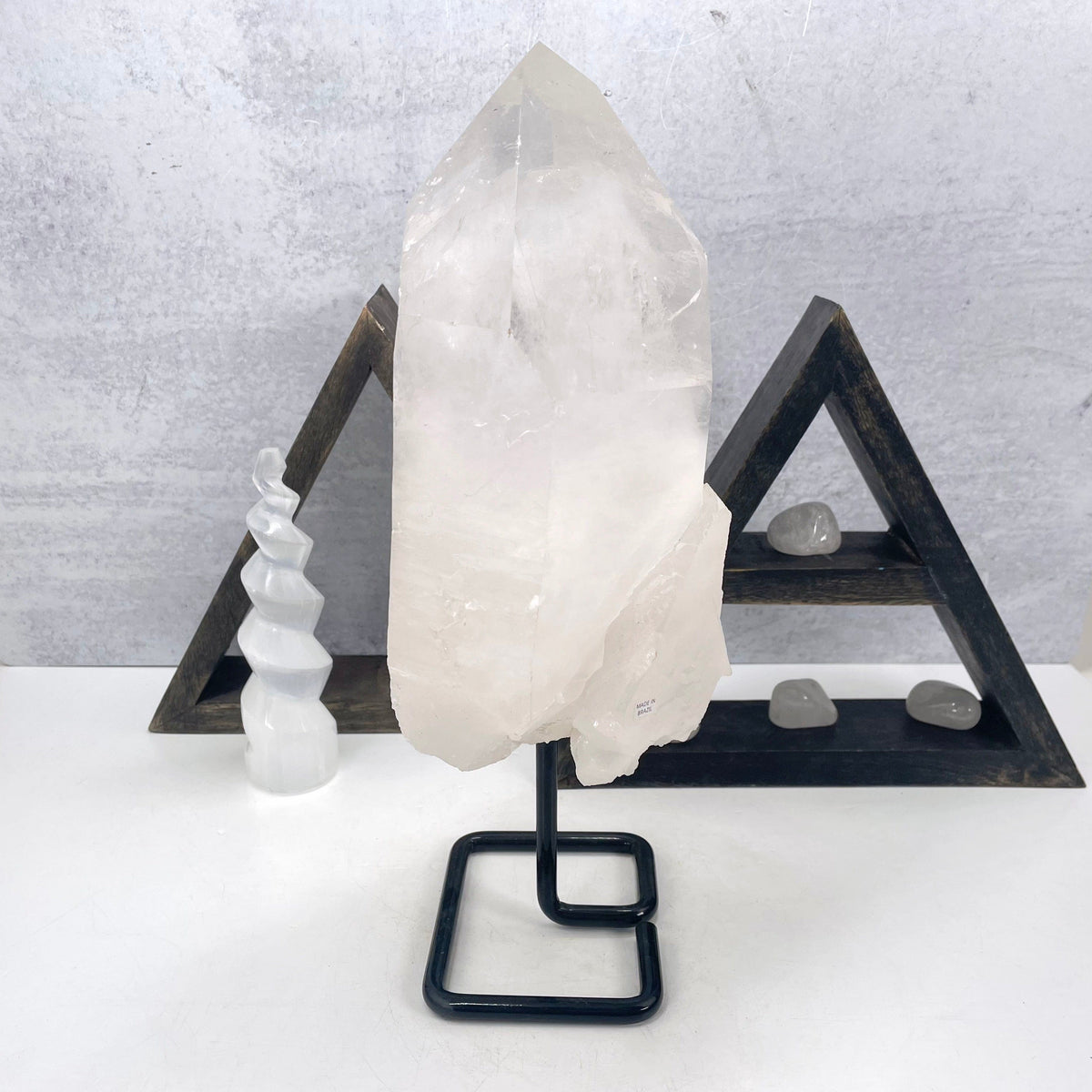 Crystal Quartz High Grade on a Metal Stand