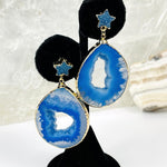 Agate Slice Earrings with Star Druzy Accent