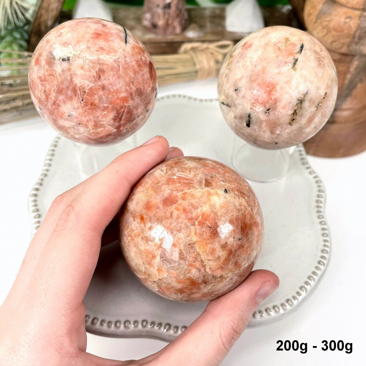 Sunstone Polished Spheres - By Weight