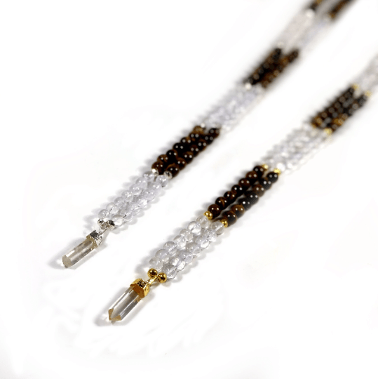 Mala Necklace - Tigers Eye and Crystal Quartz Beads