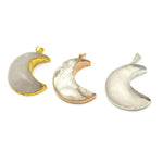 Gemstone Moon Crescent Pendant with Electroplated Edge