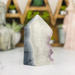 Amethyst Agate Druzy Polished Tower Point - OOAK